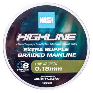 Nash splietaná šnúra highline extra supple braid green 1200 m - 0,18 mm 11,3 kg