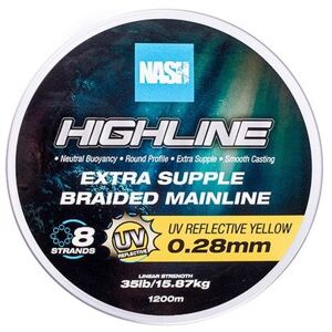Nash splietaná šnúra highline extra supple braid uv yellow 1200 m - 0,28 mm 15,87 kg