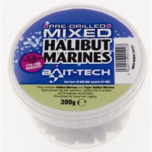 Bait-tech pelety pre-drilled mixed halibut marine hookers 300 g