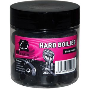 Lk baits boilie hard 250 ml - black protein 24 mm