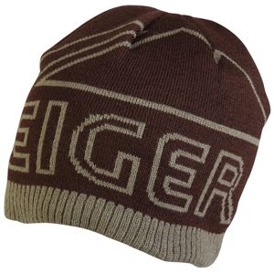 Eiger čiapka logo knitted hat with fleece lining brown