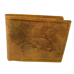 Kožená rybárska peňaženka kapor - svetlo hnedá