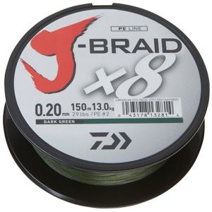 Daiwa pletená šňůra J-Braid X8 150m 0,22mm 17,0kg Dark Green