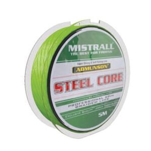 Mistrall pletená šnúra s oceľovým jadrom admuson steel core 5 m - 0,09 mm 10,8 kg