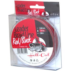 Hell-cat náväzcová šnúra leader braid line red black 20 m-priemer 1,20 mm / nosnosť 100 kg